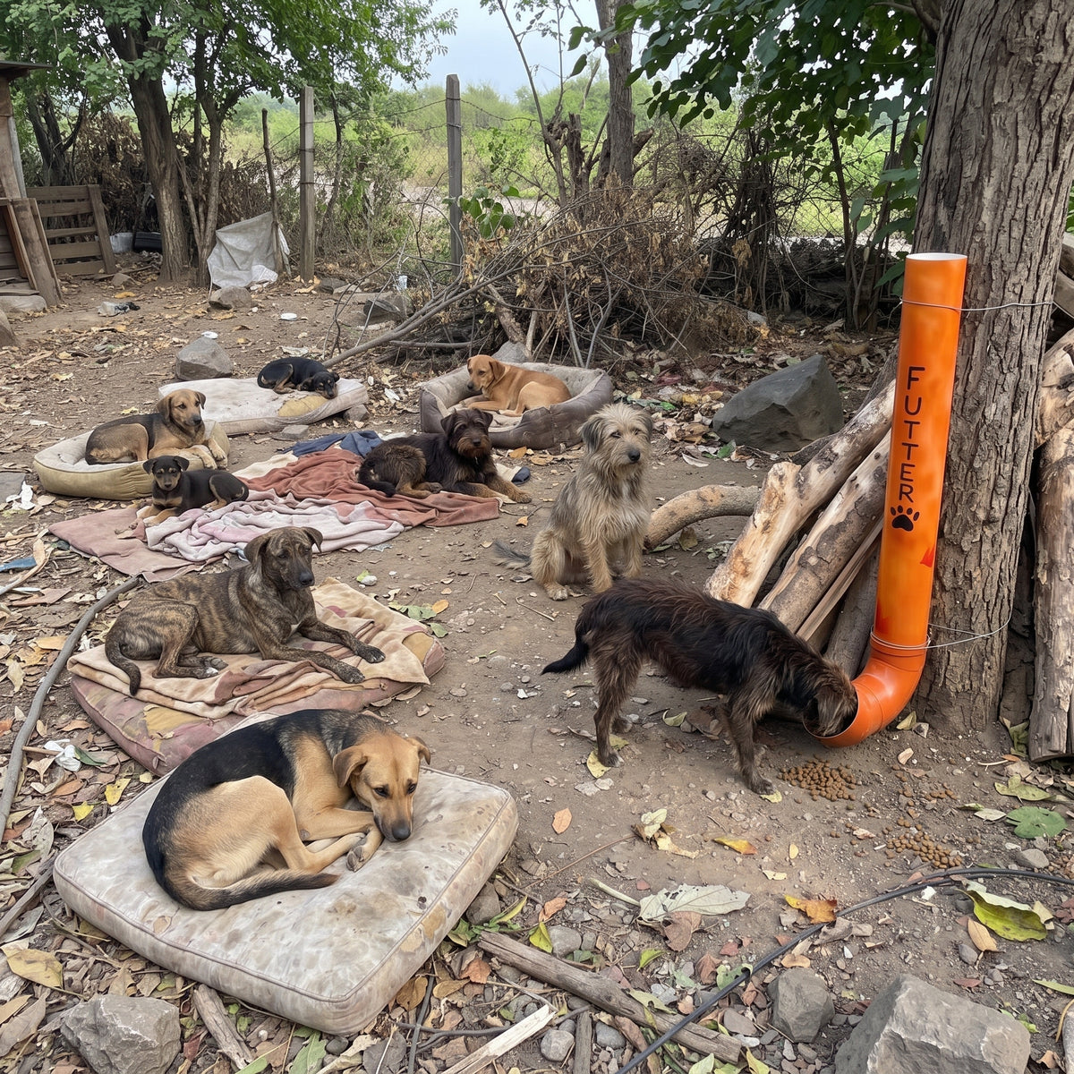 Myloes Futterstation für ausgesetzte Hunde